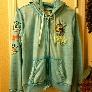 Aeropostale blue beachy burnout zip up sweatshirt